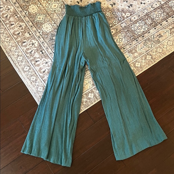Anthropologie Pants - Anthropologie Teal Smocked Pants